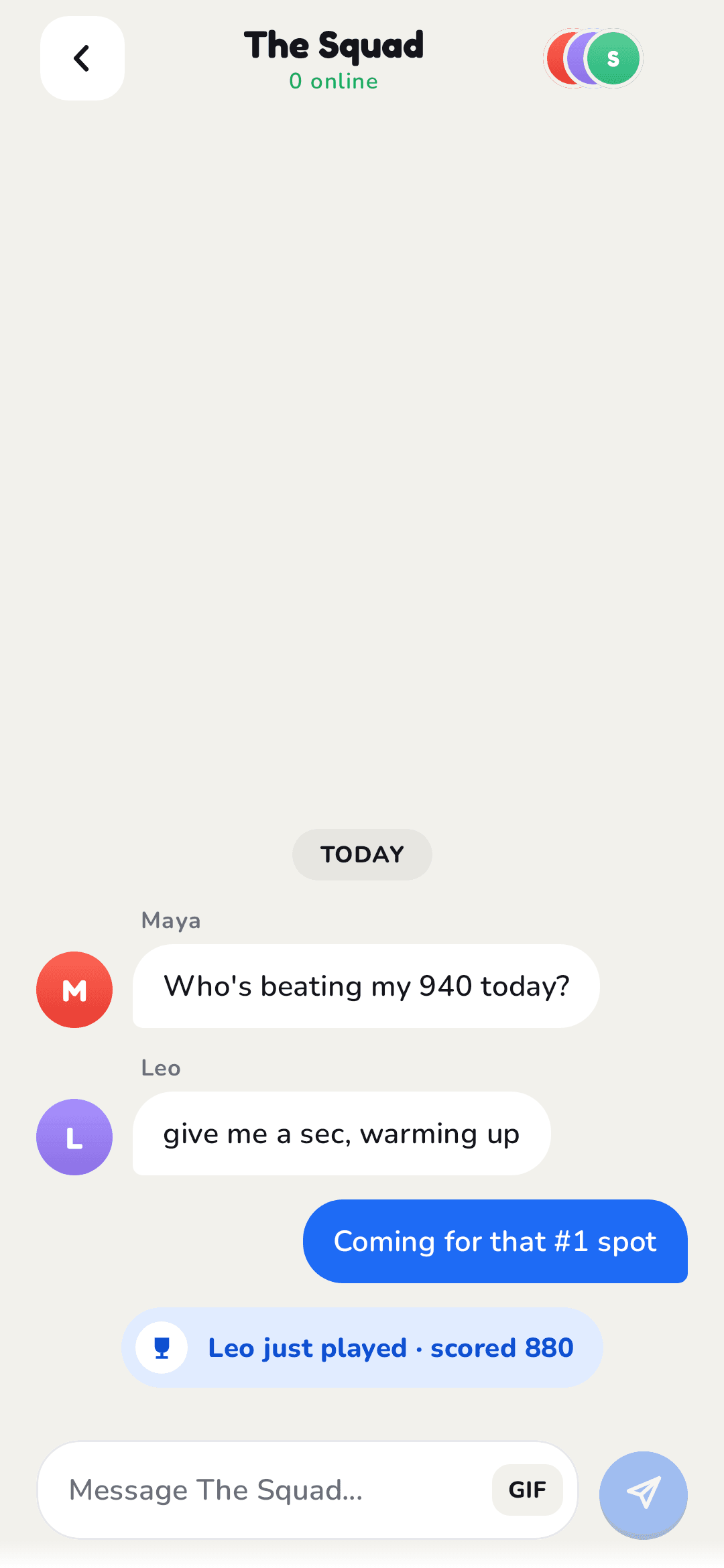 BeatMe group chat