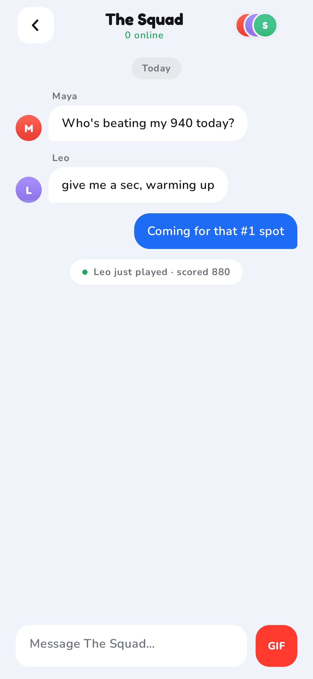 BeatMe group chat